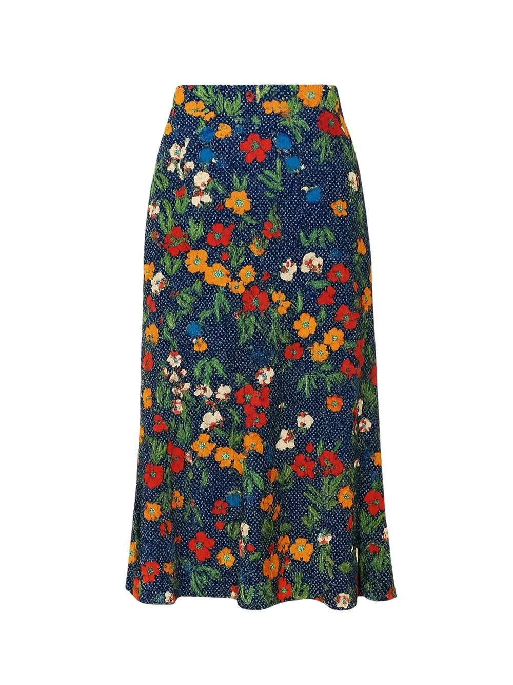 Tory Burch Navy Floral Polka Dot Midi Skirt Medium